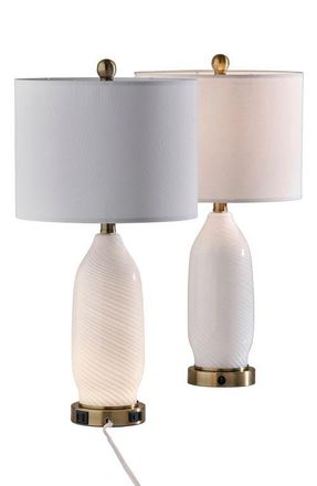 Adesso Freya Set of 2 Table Lamps in Antique Brass White at Nordstrom