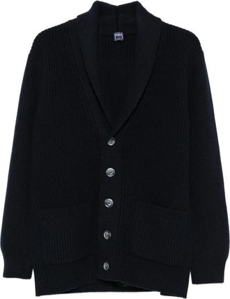 Fedeli Ribbed-knit Shawl-collar Cardigan