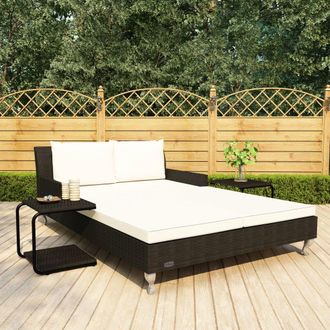 vidaXL Furniture Limited - Tumbona Doble De Jard&iacute;n Con Cojines Rat&aacute;n
