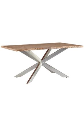 MID.YOU Mid.you Esstisch, Naturfarben, Holz, Metall, Akazie, vollmassiv, Holz, rechteckig, Sternfuß, 100x76x160 cm, Esszimmer, Esstische, Esstische