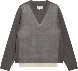 Maison Margiela Truien & Vesten, Heren, Grijs, L, Wol, Fused Knit Sweater