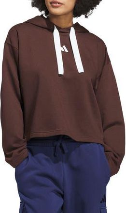 adidas Crop Fleece Hoodie in Shadow Brown at Nordstrom Rack, Size X-Small