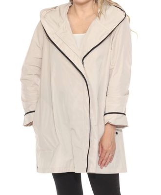 Joseph Ribkoff Hooded Lightweight Coat In Moonstone/black