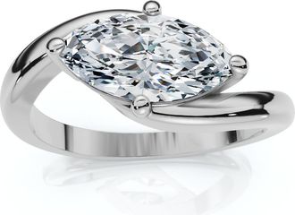 Pompeii3 1Ct Marquise Diamond Solitaire Curve East To West Ring Gold Lab Grown Gold