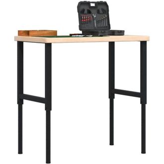 vidaXL Vidaxl - Banco De Trabajo Rectangular Madera Maciza 100x60x(73-99,5) Cm