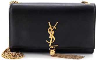 Saint Laurent Black Leather Classic Monogram Tassel Crossbody Medium (Authentic Pre-Loved)