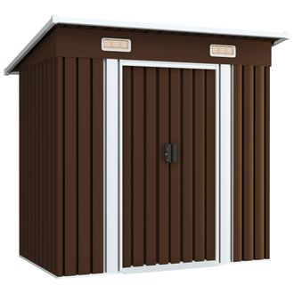 Berkfield Home Garden Storage Shed Brown 194x121x181 cm Steel | Size: 194 x 121 x 181 cm