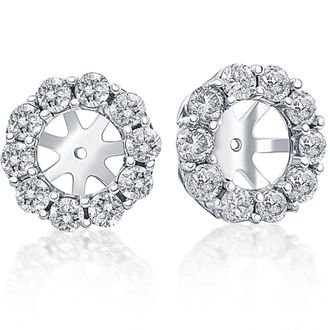 Pompeii3 14K White Gold 1 1/2 Ct. Diamond Studs Earring Jackets (9mm) Lab Grown