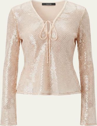 Toccin Zuri Sequined V-Neck Top