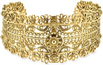 Ross-Simons 14kt Yellow Gold-Plated Floral Filigree Cuff Bracelet