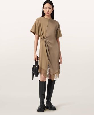 AllSaints Cotton Lana Lace Mini Dress, Size: UK 14/US 10