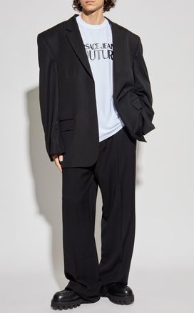 Versace Jeans Couture T-shirt With Printed Logo, Mens, White