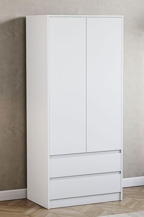 Home Discount Vida Designs Denver 2 Door Wardrobe With Drawers MDF in White