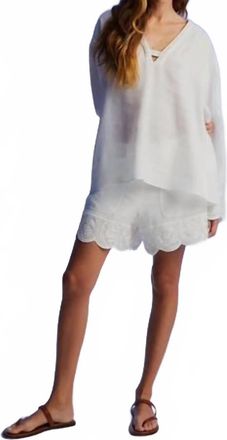 Nocturne Embroidered Long Sleeve Blouse In Stone