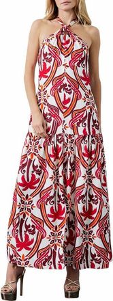 Ciebon Jordie Print Halter Maxi Dress in Red Multi at Nordstrom, Size X-Large