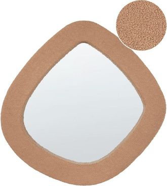 Beliani Beliani - Modern Wall Mirror Decorative Hanging 79 x 80 cm mdf Frame Irregular Shape Boucle Fabric Light Brown Epiry