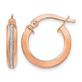 Diamond2Deal 14K Rose Gold Polished Glimmer Infused Hoop Earrings