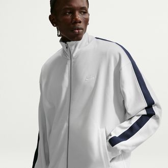Nike Mens Nike Sportswear Club Oversized Knit Track Jacket in Grey | HV1417-025