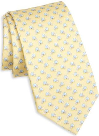 Ferragamo Football Helmet Print Silk Tie in Giallo at Nordstrom
