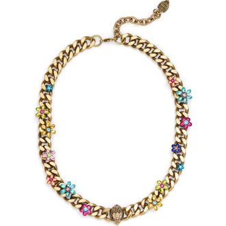 Kurt Geiger Eagles Head Floral Curb Chain Collar Necklace in Gold at Nordstrom Rack