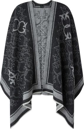 Pinko Cape met Love Birds logo motief - Dames - Ponchos - Zwart - ONE Size - Wol - Jassen