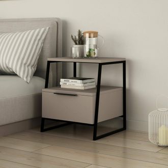 Dmora Mesita Rosita, 4 Estantes, Un Caj&oacute;n, Apertura Deslizante, 45x41x50 Cm Beige