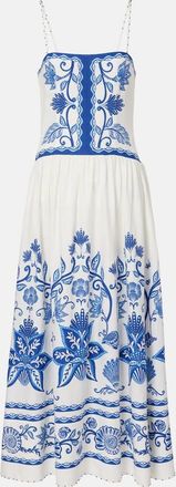 Farm Rio Abito lungo in misto lino con stampa