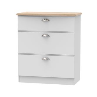 Welcome Furniture Westminster Ready Assembled 3 Drawer Deep Chest in Grey Matt & Riviera Oak - Welcome Furniture | TJ Hughes