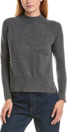Fort&eacute; Cashmere Hi Low Rib Trim Funnel Neck 100% Cashmere Sweater
