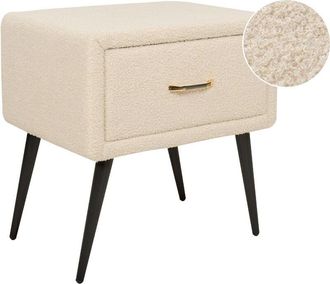 Beliani 1 Drawer Bedside Table FLAYAT Boucle Beige