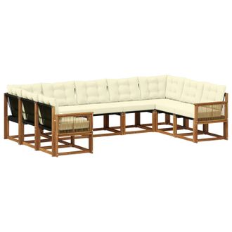 vidaXL Conjunto De Sof&aacute;s De Exterior Con Coj&iacute;n 9 Pcs Natural Y Crema Vidaxl