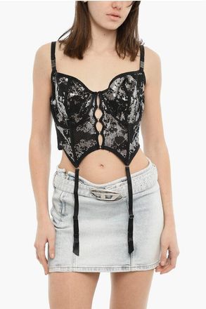 Diesel FENTY X RIHANNA Corset Top C-FISHNET Perforated Metallic Eff size 2X