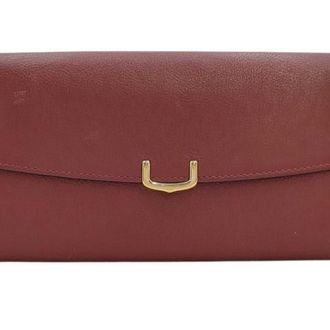 Cartier Bordeaux Leather Long Wallet (Tri-Fold) (Pre-Owned)