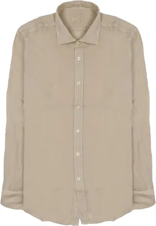 120% Lino Beige Slim-Fit Linen Casual Shirt
