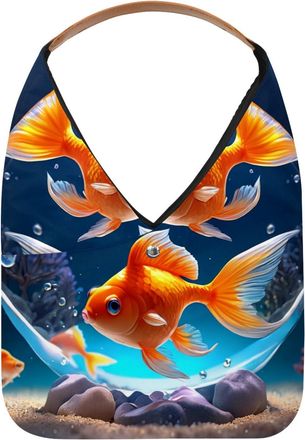 Generic Beautiful Fish Crystal Ball Reusable Lightweight Grocery Bags - Foldable Into Compact Pouch, Washable & Sturdy, Multipurpose for Shopping and Travel