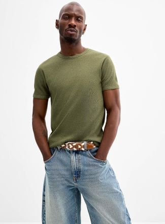 Le 31 Mens Ribbed jersey T-shirt Muscle fit