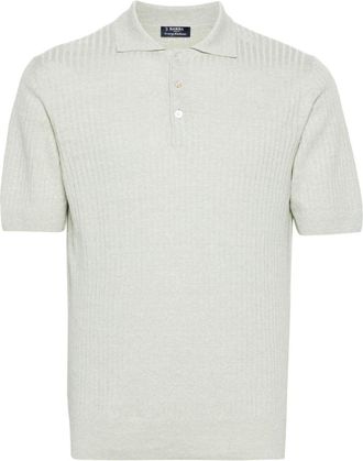 Barba ribbed linen-blend polo shirt - men - Cotton/Linen/Flax - 56 - Green