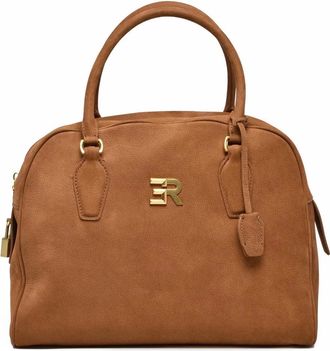 Ermanno Scervino Anita Suede Handbag With Structured Design And Gold Accents