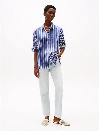 Tommy Hilfiger Vaqueros rectos, deste&ntilde;idos y tobilleros de talle alto