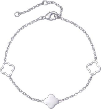 Adornia Adornia Silver Plated Clover Station Bracelet