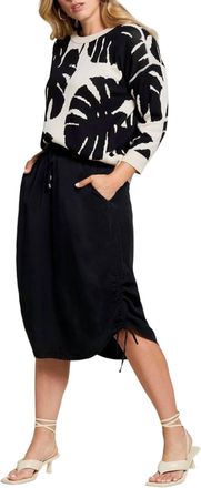 Tribal Flowy Drawstring Skirt In Black