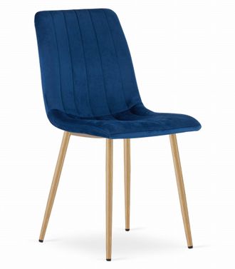 OEM Silla Lava - Terciopelo Azul Marino / Patas Color Madera X 1