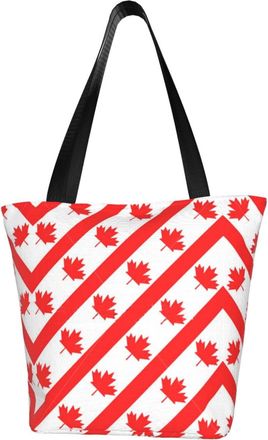 AOOEDM Canadian Symbol Maple Leaf Flag Tote Bag Women Capacity Shoulder Grocery Shopping Bags