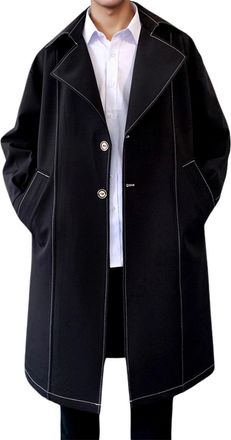Generic Winter Coat Mens Elegant Winter Coat Mens Trench Coat Transition with Lapels Thick Trench Jacket with Pockets Comfortable Duffle Coat Medium Length Me