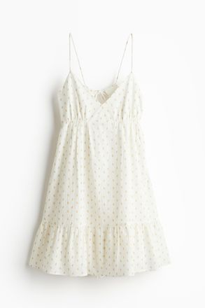 H&M R&uuml;ckenfreies Cr&ecirc;pe-Kleid - Cremefarben/Gebl&uuml;mt