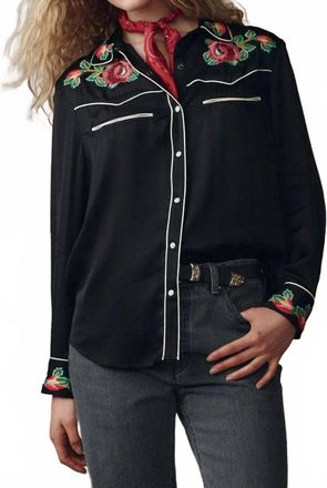 The Great. Heirloom Rose Western Shirt In Black