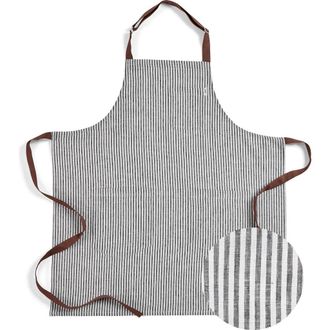 Solino Home Linen Apron 33 x 30 in for Dining Table, Holiday and Everyday Table Decor - Linen Bib Apron in Black And White /Brown at Nordstrom, Size