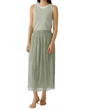 Oui Pleated Maxi Skirt In Seagrass