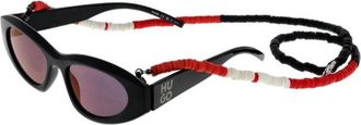 HUGO BOSS Oval Zonnebril met Kralenketting - unisex - Zonnebrillen - Zwart - ONE Size - Accessoires