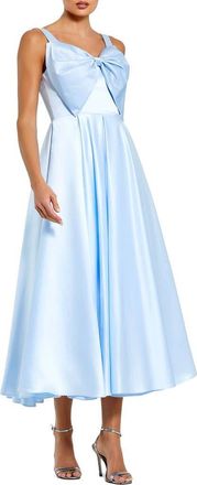 Mac Duggal Womens Sleeveless Satin Midi Dress with Bow Detail in Powder Blue at Nordstrom, Size 10